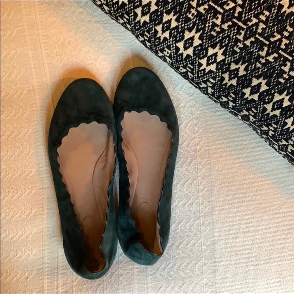 Chloe Green Suede Flats
